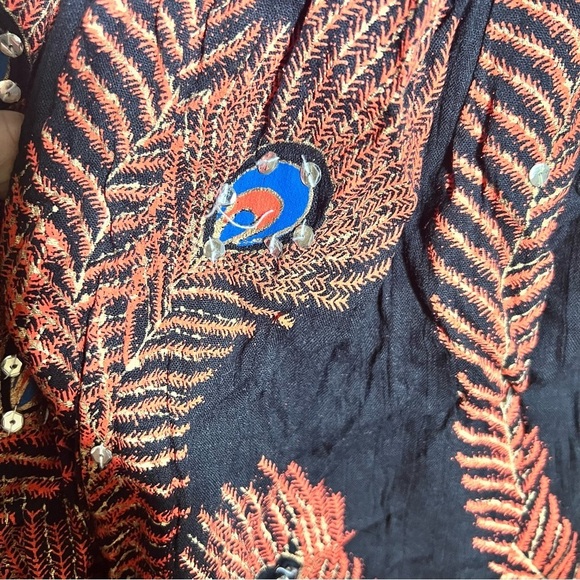 Cassee's Black Orange Strapless Peacock Sequin Dress Large - Picture 9 of 11